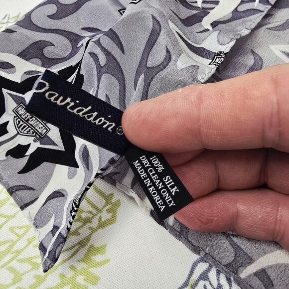 Vintage Silk Harley-Davidson Grey Scale Scarf - Picture 6 of 7